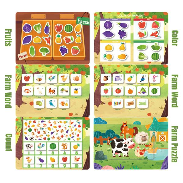 DIY Quiet Book Montessori Busy Book for Kids FARM Preschool Learning Activities Learning & Education Toys