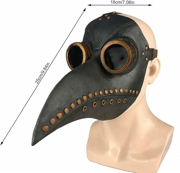 Funny Medieval Steampunk Plague Doctor Bird Mask, Latex Punk Cosplay Masks Beak Adult Halloween Event Cosplay Props