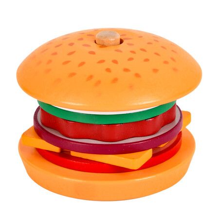 Wooden Sandwich Stacking Toys, Montessori Toys with Flash Cards Burger  Food Early Educational Preschool Study for Birthday Gift Xmas Party School