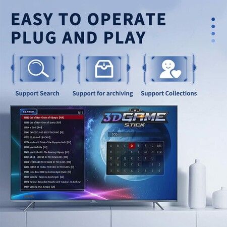 Game Stick, HD 4K 128G Double Arcade   Game Console Built-in 10,000 Games  9 Classic Emulators, with Dual 2.4G Wireless Controllers