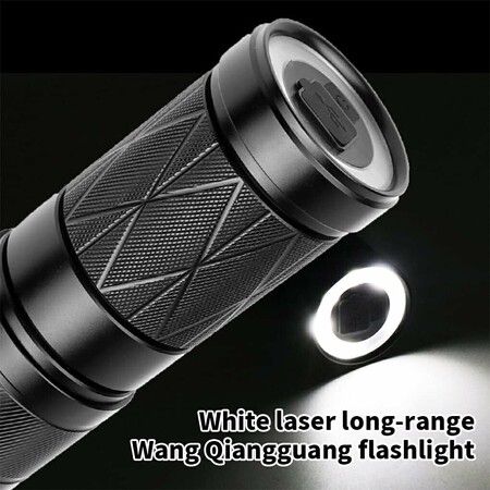 USB Recharging Flashlight, Skidproof Battery Indicator Micro Lamp Sturdy Outdoor Lighting Camping Hiking Defend