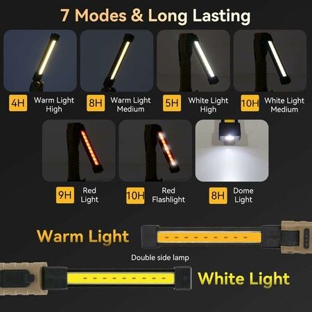 Rechargeable LED Work Light, Automotive Foldable USB Portable Flashlight Work Light for Mechanic, Repair, Camping