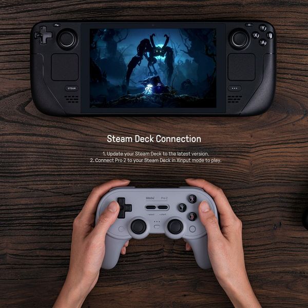 8BitDo Pro 2 Bluetooth Controller for Switch,PC,Android,Steam Deck,Gaming Controller for iPhone,iPad,macOS and Apple TV (Grey)