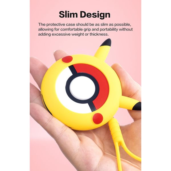 Silicone Case for Poke Ball GO Plus,Cute Rubber Case for Poke Ball GO Plus with Wrist Strap - Yellow