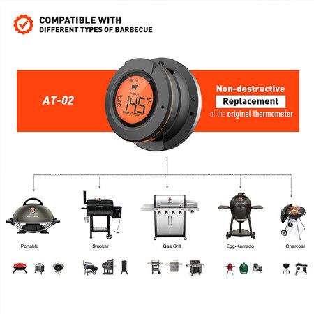 2023 Upgrade Outdoor Digital Wireless Bluetooth Dome Cooking Food Meat Thermometer For Bbq Charcoal Grill And Oven Smoker With 4 Meat Probes