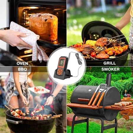 Wireless Meat Thermometer Battery Operated Waterproof Stainless Steel Probe Barbeque Temperature Meter Alarm Kitchen Accessory