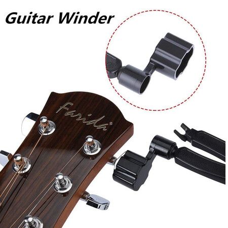 Guitar String Winder Cutter and Bridge Pin Puller, Guitar Repair Tool Functional 3 in 1 (Black)