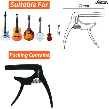 Heavy-Duty Guitar Capo for Classical Guitar, Ukulele, Mandolin and Banjo