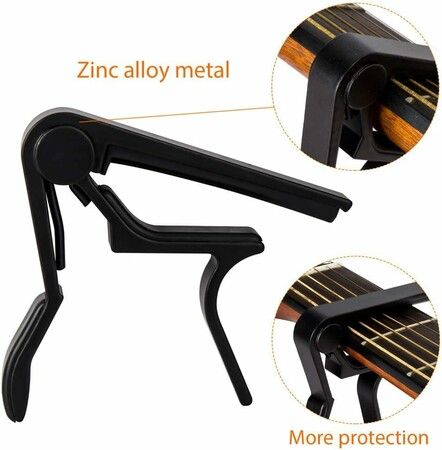 Guitar Capo, Capo for 6-String Acoustic and Electric Guitars, Bass, Mandolin, Ukulele, Black Guitar Capo (black)