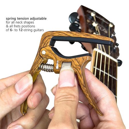 Capo for Acoustic and Electric Guitars, Trigger Tension Adjustable for Perfect Tone, Extra Strings Pin Puller, Hard Zinc Alloy Material