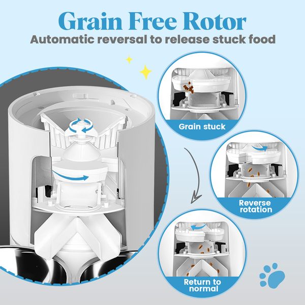 6L Auto Pet Feeder Timed Automatic Dog Cat Food Dispenser Puppy Feeding Schedule 6 Meals 2 Way Splitter 2 Bowls Voice Recorder Digital Touch