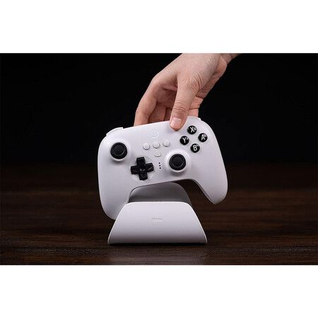 8Bitdo Ultimate Bluetooth Controller with Charging Dock, Wireless Pro Controller with Hall Effect Sensing Joystick, Compatible with Switch, Windows and Steam Deck (White)