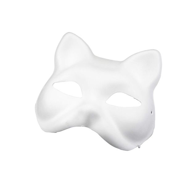 Cat Mask White Paper Blank Hand Painted Face Mask (Pack of 3)