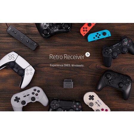 8BitDo SNES SFC Wireless Bluetooth Retro Receiver Adapter Compatible with DualShock 3, DualShock 4, Wiimote, Wii U Pro, Switch Joy-Cons, Switch Pro Bluetooth Controllers