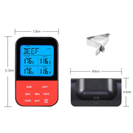 Wireless Meat Thermometer, 2 probes Instant Read Waterproof Cooking Meat Temperature Meter for Cooking, BBQ, Oven