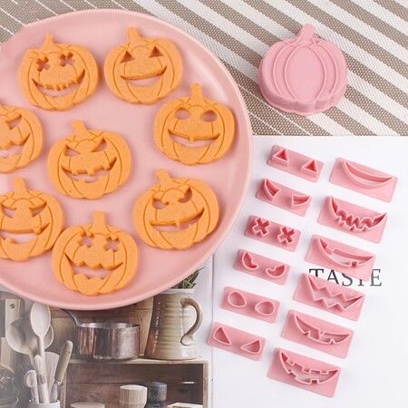 1 Set Pumpkin Stamp Cookie Cutter  Halloween Clay Cutters Biscuit and Sandwich Cutters  Food Grade for Cake