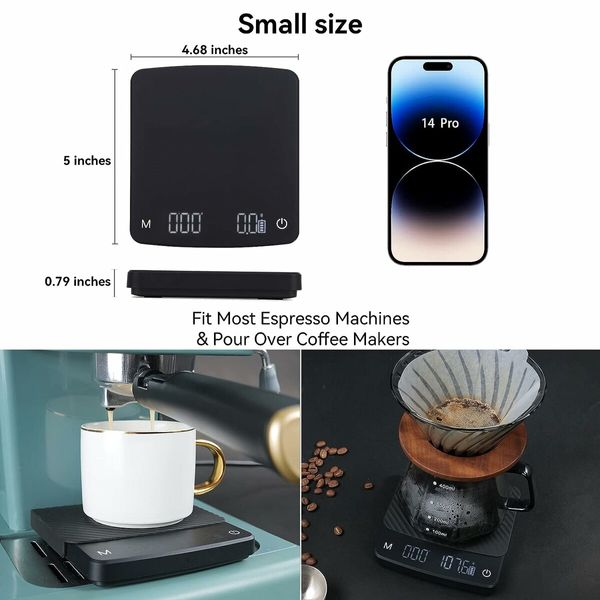 Mini Coffee Scale with Timer for Espresso and Pour Over Coffee, 2kg/0.1g