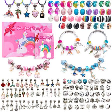 152pcs Bangle Bracelet Making Kit DIY Jewelry Making Kit and Supplies Expandable Charm Bracelets Pendants Plier Set Toy Art Craft Gift