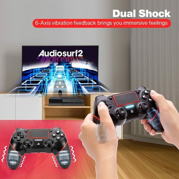 Replacement for PS4 Controller,Programmable Function with 6-axis Gyro Sensor Non-Slip Joystick Dual Vibration,Audio Function with 3.5mm Jack a