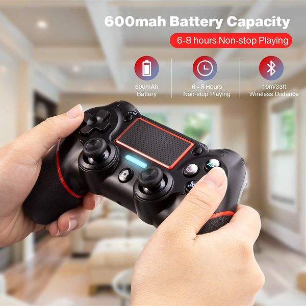 Replacement for PS4 Controller,Programmable Function with 6-axis Gyro Sensor Non-Slip Joystick Dual Vibration,Audio Function with 3.5mm Jack a