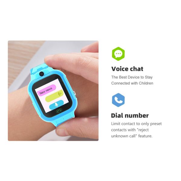 4G Smart Watch for Kids, GPS Tracker, IP67 Waterproof, 1.4 Inch Touch Screen, Smartwatch with 2-Way Voice Video Call, SOS School Mode, (Blue)