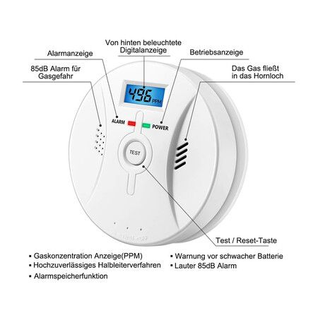 CO Gas  and Smoke  Alarm with LCD Display