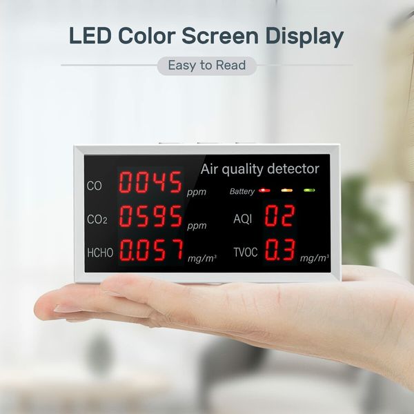 Air Quality Monitor, 5 in 1 Multifunctional CO2 Detector Carbon Dioxide Monitor  for Indoor Home Office