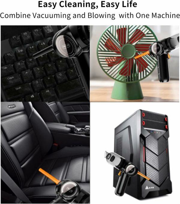 2 in 1 Handheld Vacuum Cleaner, Portable Car Vacuum Blower for Home, Car, Pet, Keyboard Cleaning（Black）