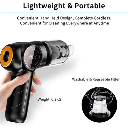 2 in 1 Handheld Vacuum Cleaner, Portable Car Vacuum Blower for Home, Car, Pet, Keyboard Cleaning（Black）