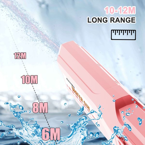 Electric Water Soaker Gun Automatic Squirt Toy Pool Party Beach Outdoor High Capacity 2500ML for Kid Adult Pink