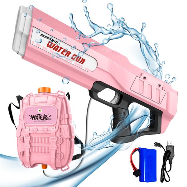 Electric Water Soaker Gun Automatic Squirt Toy Pool Party Beach Outdoor High Capacity 2500ML for Kid Adult Pink