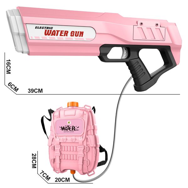 Electric Water Soaker Gun Automatic Squirt Toy Pool Party Beach Outdoor High Capacity 2500ML for Kid Adult Pink