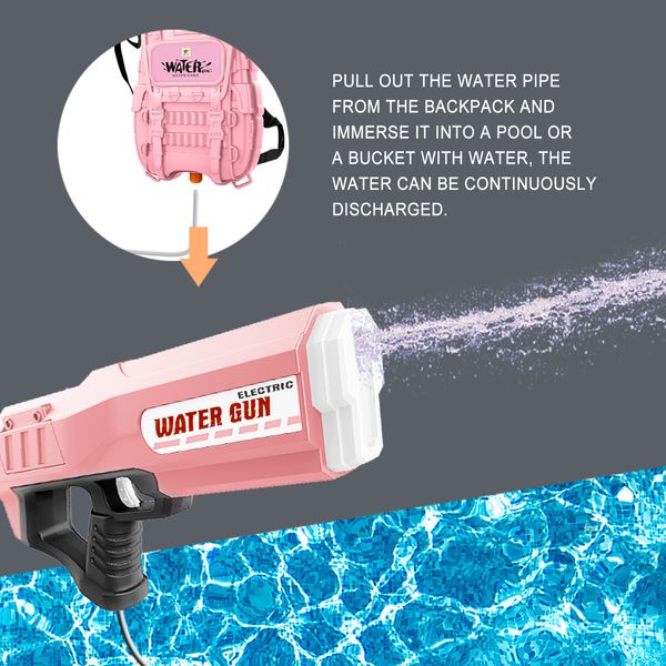 Electric Water Soaker Gun Automatic Squirt Toy Pool Party Beach Outdoor High Capacity 2500ML for Kid Adult Pink