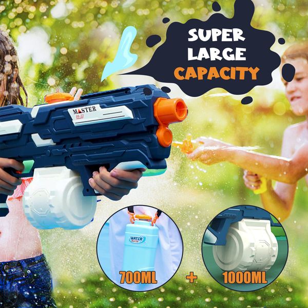 Electric Water Gun Super Soaker Squirt Toy 1700ML High Capacity Automatic Kids Adult Gift Pool Beach Outdoor Party