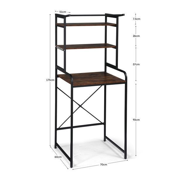 Over Toilet Shelf Rack Bathroom Organiser 3 Tier Freestanding Storage Shelves Unit Laundry Towel Washing Machine Heavy Duty Airing Shelving