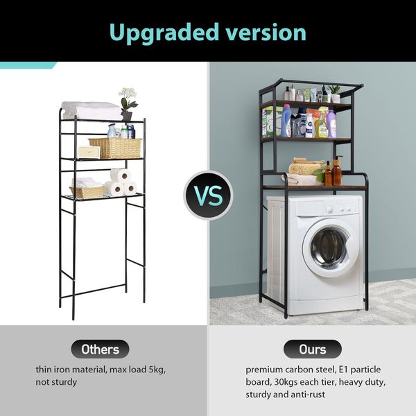 Over Toilet Shelf Rack Bathroom Organiser 3 Tier Freestanding Storage Shelves Unit Laundry Towel Washing Machine Heavy Duty Airing Shelving