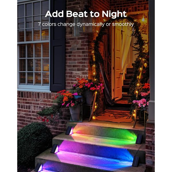 Solar Step Lights Waterproof LED,Warm White & RGB Color Changing Deck Lights Solar Powered,Triangle-Shaped Solar Stair Lights for Outside Patio Decor,Decks,Porch,Backyard,Yard (6 Pack)