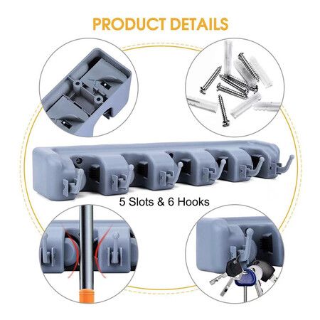 Broom Holder Wall Mount Wall Mount laundry room organization and storage for Garden Tools, Kitchen, Garage and Laundry