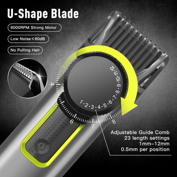 4 in 1 Adjustable Beard Trimmer for Men Cordless Hair Mustache Trimmer with Precision Dial Waterproof Hair Clipper Shaver Grooming