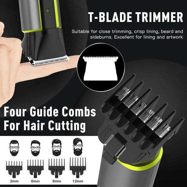 4 in 1 Adjustable Beard Trimmer for Men Cordless Hair Mustache Trimmer with Precision Dial Waterproof Hair Clipper Shaver Grooming