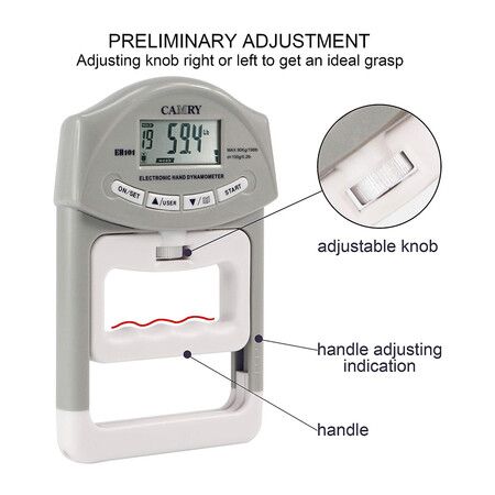 Digital Hand Dynamometer Grip Strength Measurement Meter Auto Capturing Electronic Hand Grip Power 198 Lbs / 90 Kgs