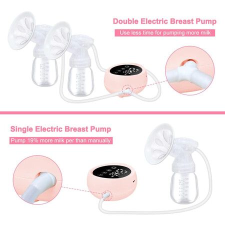 Double Electric Breast Pump with Massage Function, Breastfeeding Pump with 2 Modes and 9 Levels