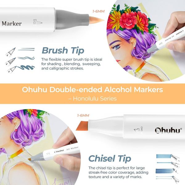 Markers Brush Tip Double Tipped Art Alcohol Marker Set for Artist kids  Adults Coloring Sketching Drawing Illustrations 60 Colors