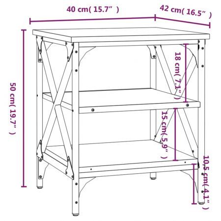 Side Table Black 40x42x50 cm Engineered Wood