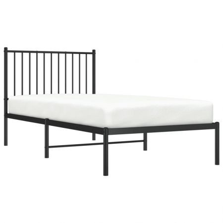 Metal Bed Frame with Headboard Black 92x187 cm Single