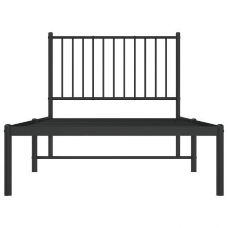 Metal Bed Frame with Headboard Black 92x187 cm Single