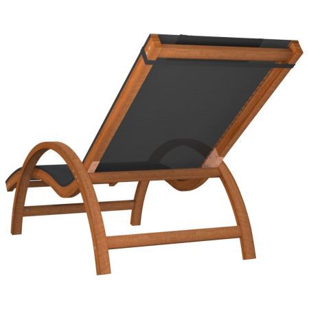 Sun Lounger with Pillow Grey Textilene and Solid Wood Poplar