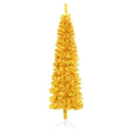 Slim Artificial Half Christmas Tree with Stand Gold 240 cm