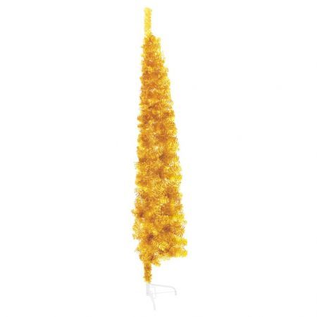 Slim Artificial Half Christmas Tree with Stand Gold 240 cm