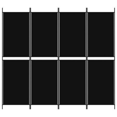 4-Panel Room Divider Black 200x180 cm Fabric